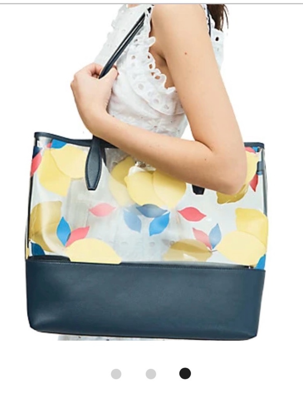 Kate Spade New York Navy See-Through Lemon Zest Large Triple Compartment Tote